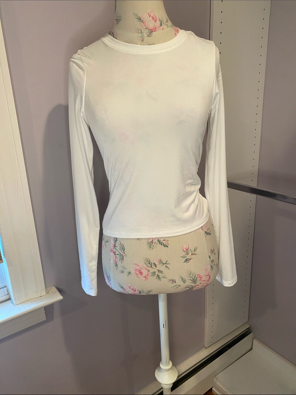 Divided White Long Sleeve Crew Neck Top